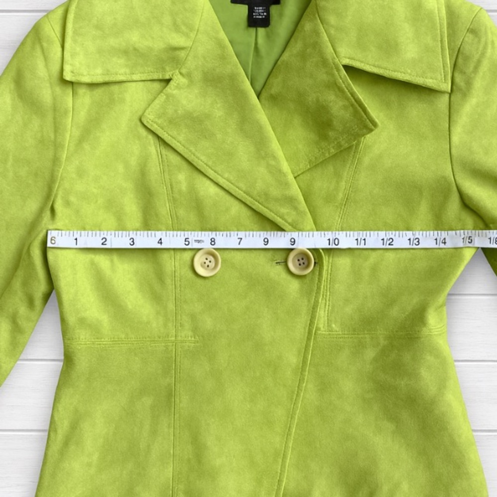 Gee Gee Sport Lime Green Faux Suede Blazer Jacket Womenโs Size S/P - Picture 4 of 13